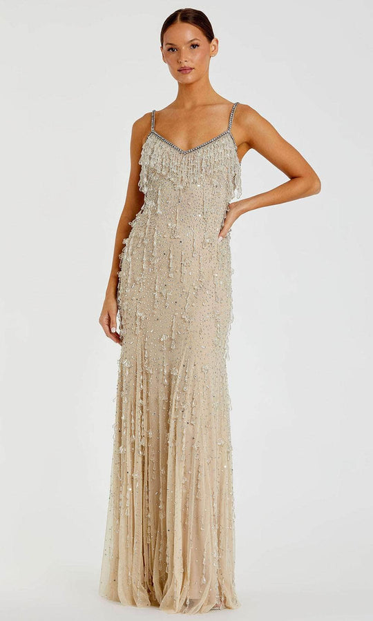 Mac Duggal 10101 - Beaded Fringe Sheath Gown