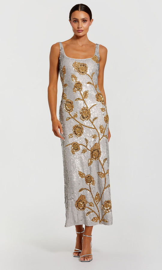 Mac Duggal 10119 - Floral Sequined Column Evening Dress