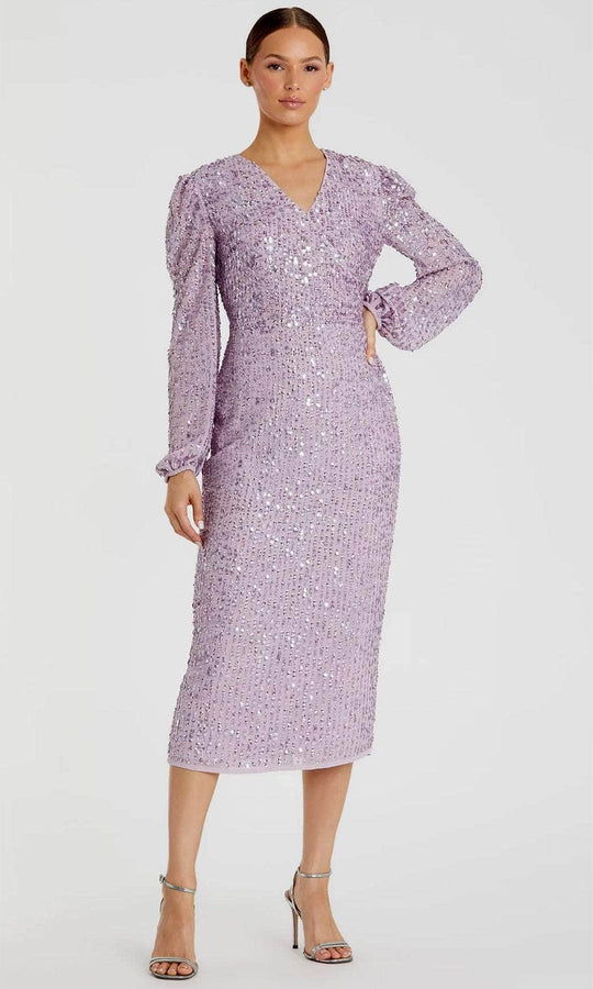 Mac Duggal 107641 - Linear Sequin Long Sleeve Evening Dress