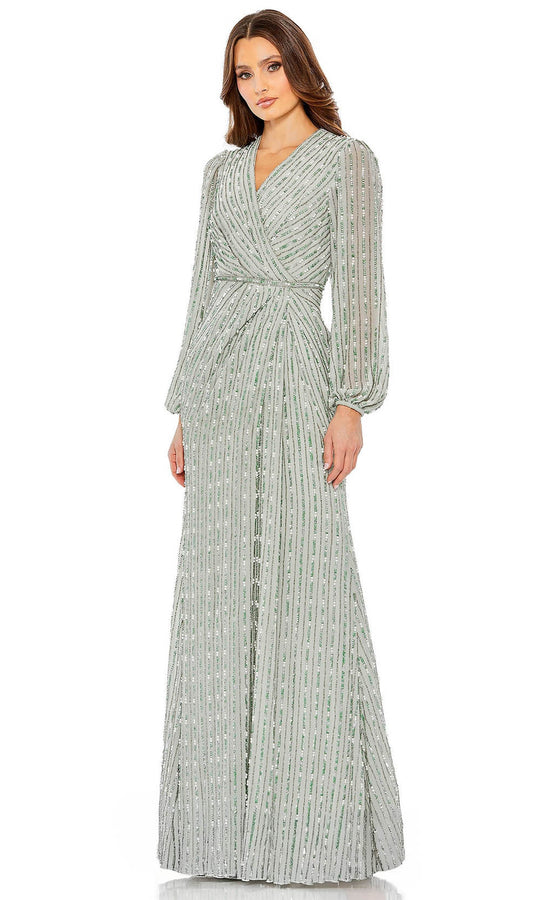 Mac Duggal 10871 - Beaded V-Neck Long Sleeve Gown