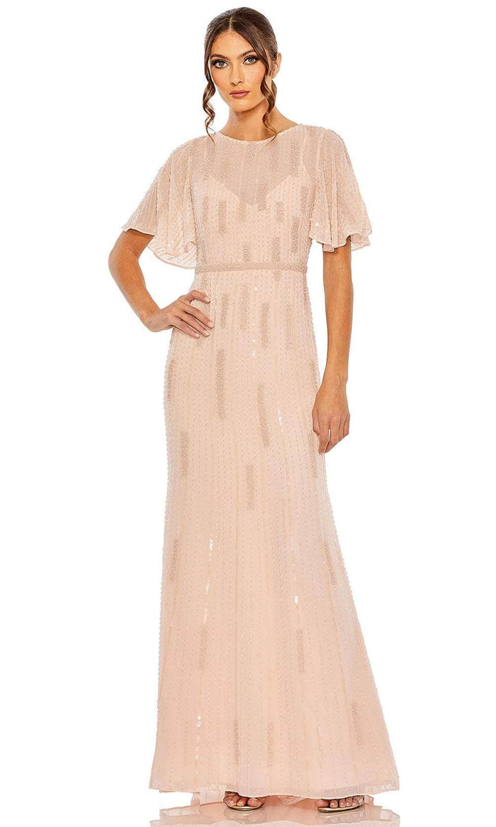 Mac Duggal 11014 - Beaded Short Sleeve Evening Dress Evening Dresses 4 / Rose