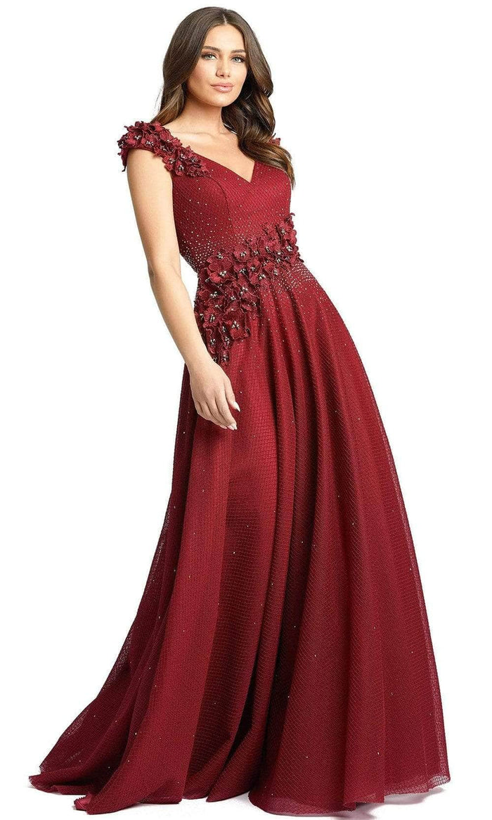Mac Duggal 11152 - Sleeveless Appliqued Evening Gown Evening Dresses 12 / Burgundy