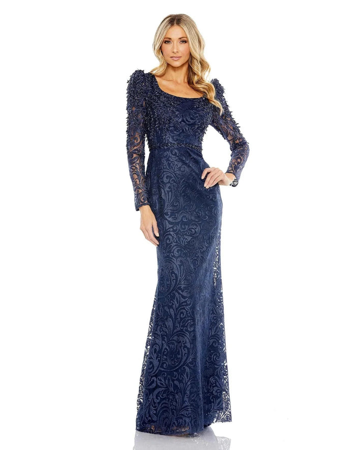 Mac Duggal 11187 - Embroidered Evening Gown Evening Dresses 4 / Midnight