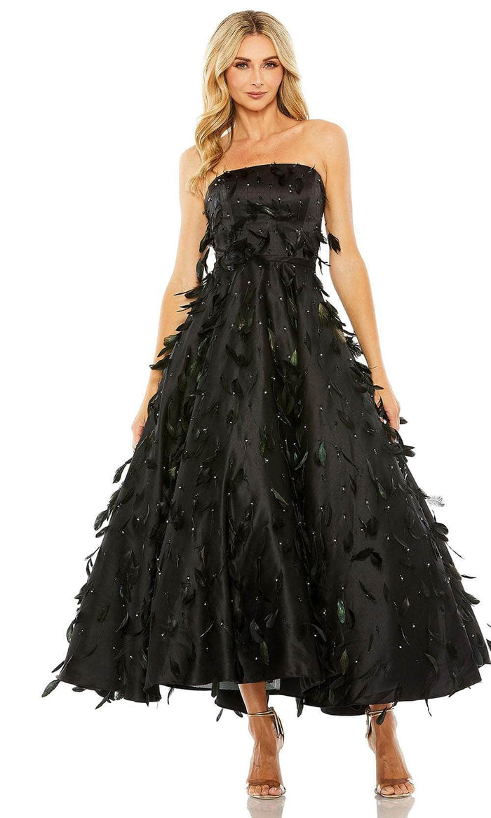 Mac Duggal 11634 - Feather Embellished Strapless Ballgown Ball Gowns 2 / Black