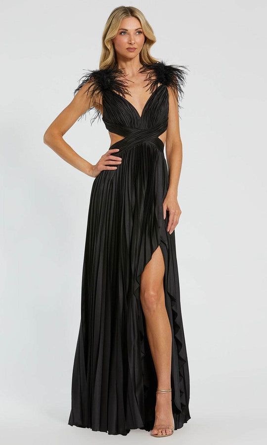 Mac Duggal 116871 - Feather Detailed V-Neck Evening Dress