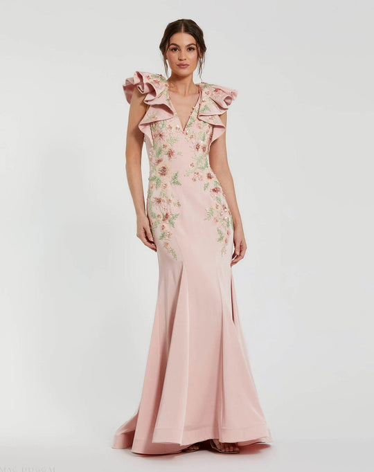Mac Duggal 11773 - Flutter Sleeve Embroidered Mermaid Dress
