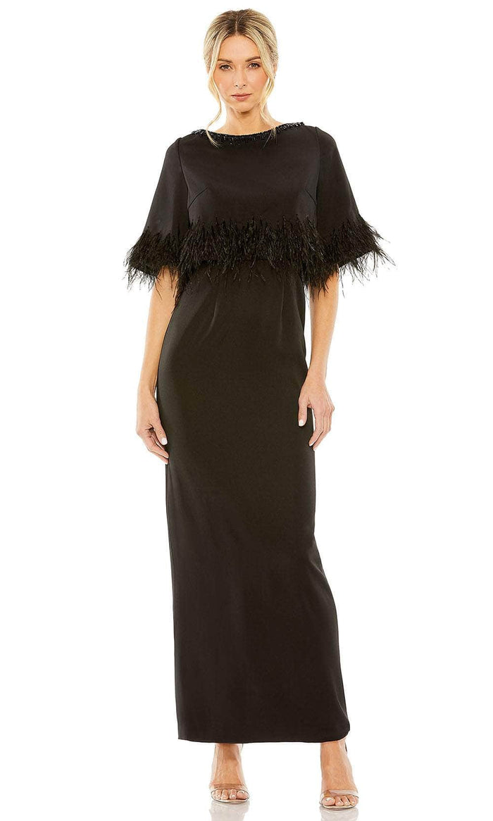 Mac Duggal 11787 - Short Sleeve Back Slit Prom Dress Prom Dresses 4 / Black