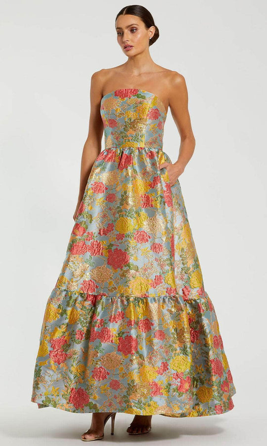 Mac Duggal 11825 - Floral Jacquard Strapless Gown