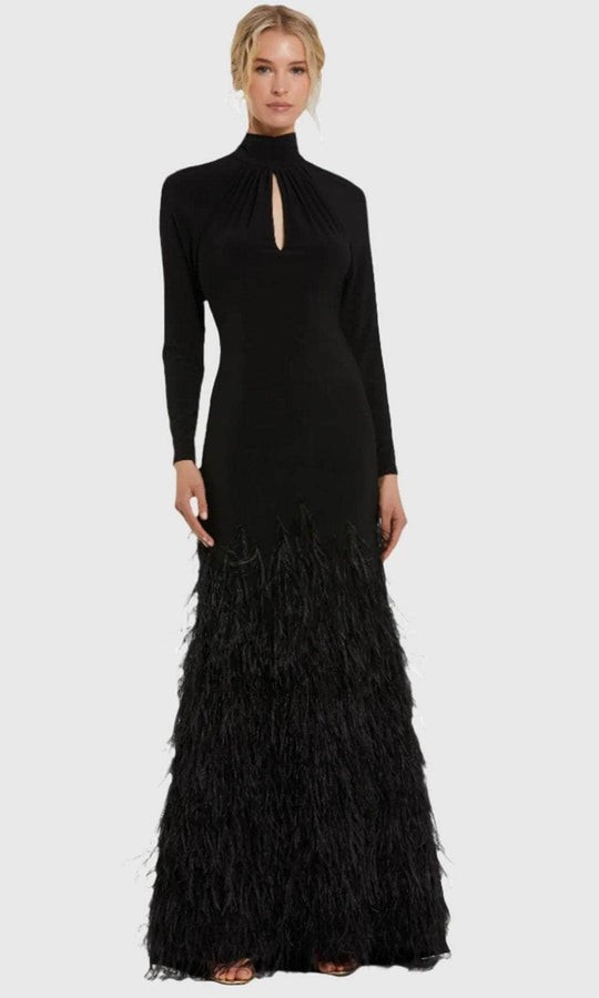 Mac Duggal 11839 - Keyhole Cutout Ostrich Feather Detail Prom Gown