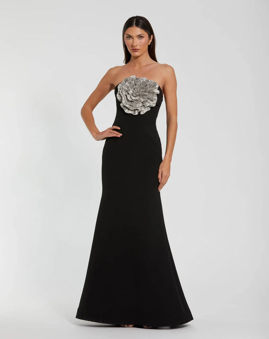 Mac Duggal 11855 - Strapless Crepe Gown with 3D Flower