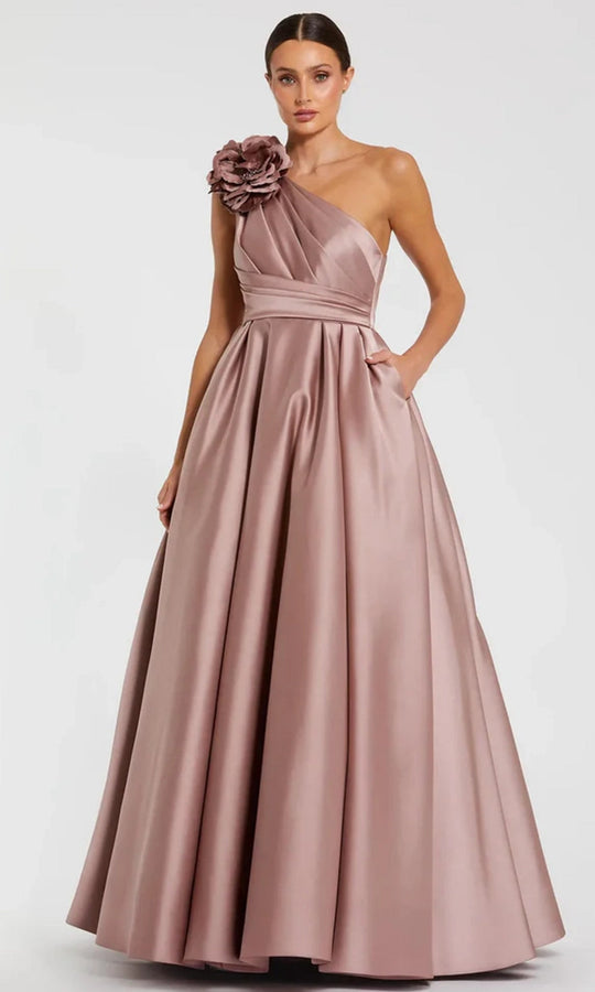 Mac Duggal 11874 - One Shoulder Pleated Satin Ballgown