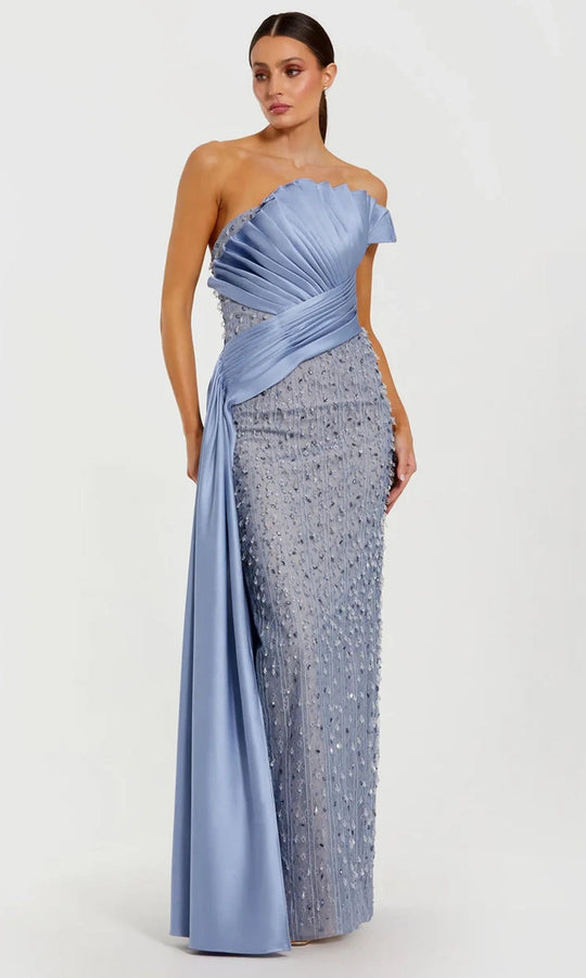 Mac Duggal 11909 - Pleated Draped Sash Asymmetric Column Gown