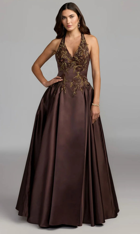 Mac Duggal 13354 - Embroidered Satin Evening Dress