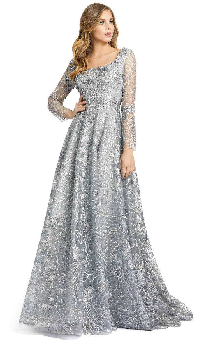 Mac Duggal 20285D - Jewel Encrusted Evening Gown Special Occasion Dress 2 / Dove Grey