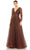 Mac Duggal 20372 - Beaded Lace V-Neck Evening Dress Evening Dresses 16 / Graphite