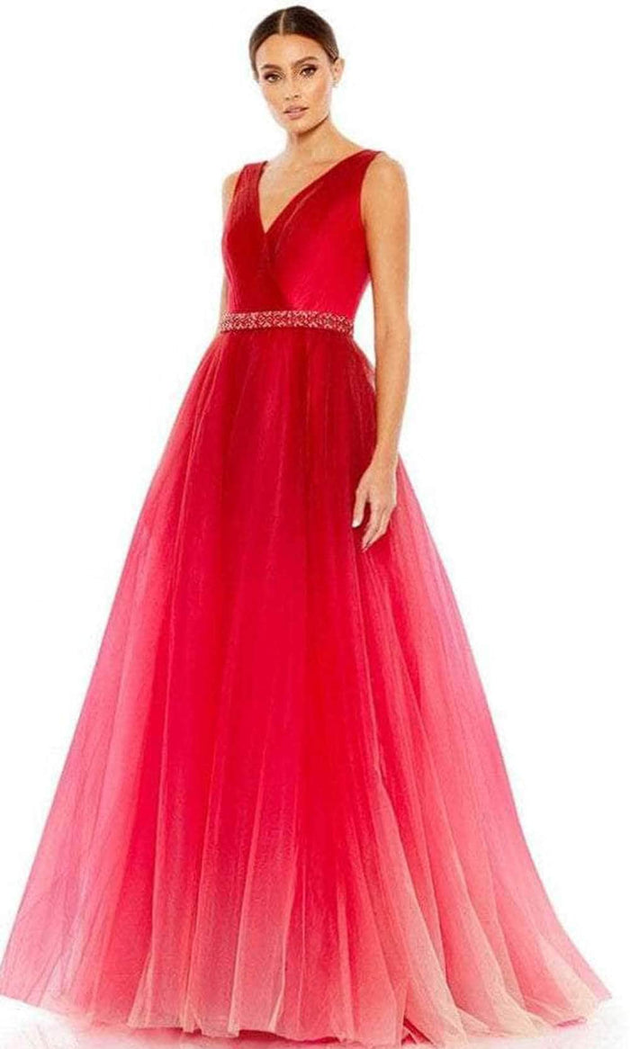 Mac Duggal 20378 - Sleeveless Long Gown Prom Dresses 2 / Red Ombre