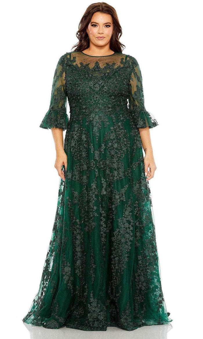 Mac Duggal 20471 - Floral Embroidery Jewel Evening Dress Evening Dresses 14W / Emerald