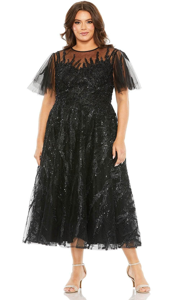 Mac Duggal 20477 - Illusion Jewel Embellished Formal Dress Cocktail Dresses 14 / Black