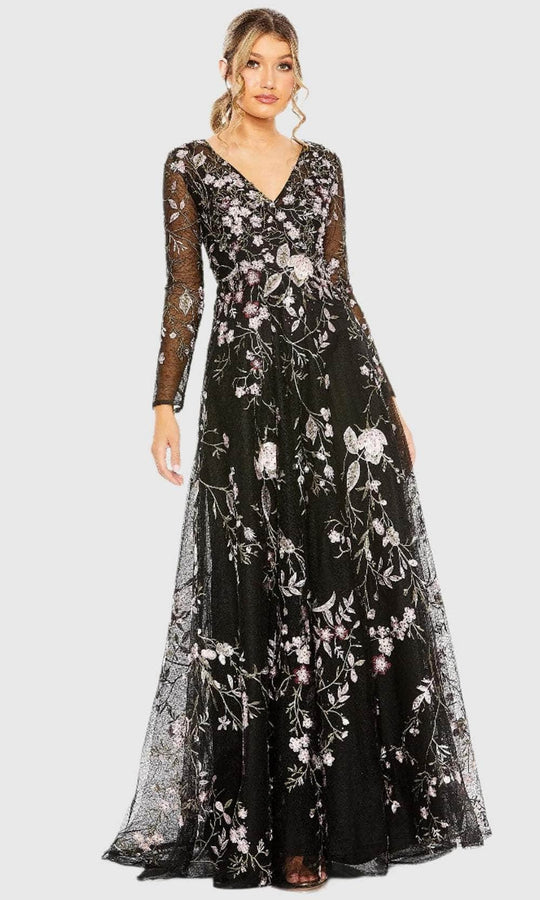 Mac Duggal 20480 - Embroidered Sheer Sleeve Evening Dress