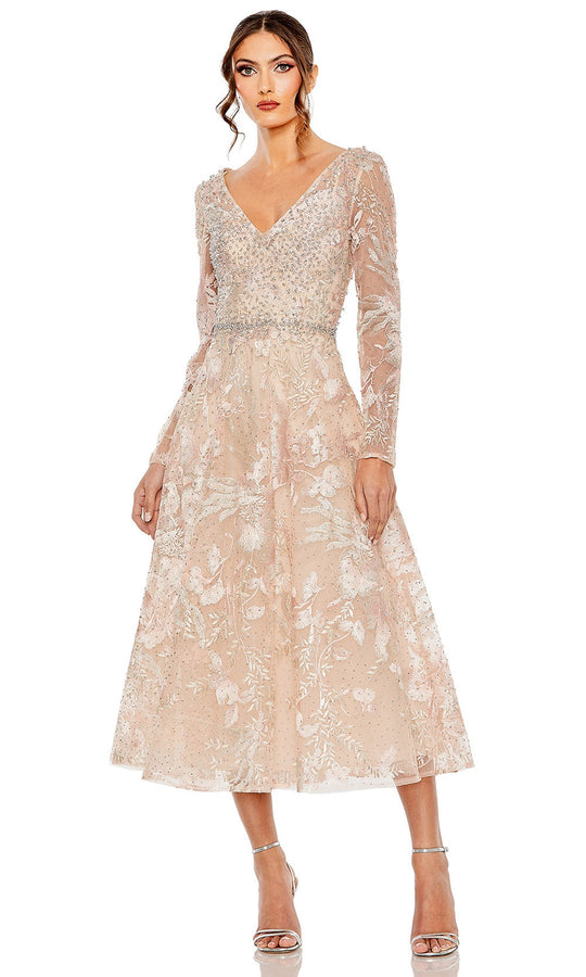 Mac Duggal 20489 - Embroidered Illusion Long Sleeve A-Line Dress