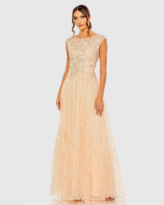 Mac Duggal 20501 - Embroidered Lace Cap Sleeve Evening Gown