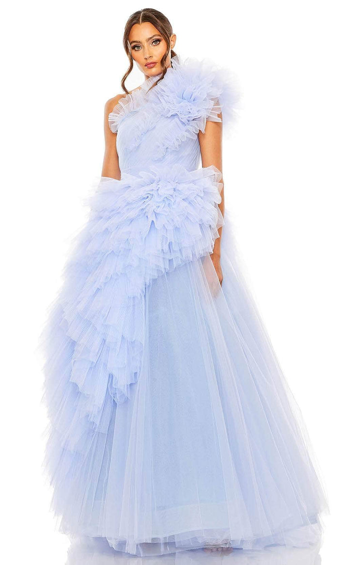 Mac Duggal 20534 - Ruffled Tulle Prom Gown Special Occasion Dress 0 / Periwinkle