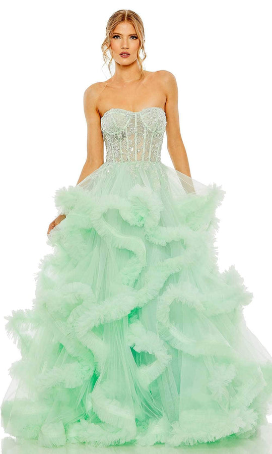 Mac Duggal 20542 - Corset Ruffled Tulle Long Prom Gown