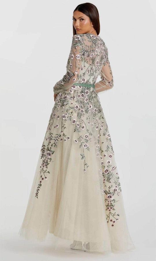 Mac Duggal 20580 - Floral Illusion Long Sleeve Evening Dress
