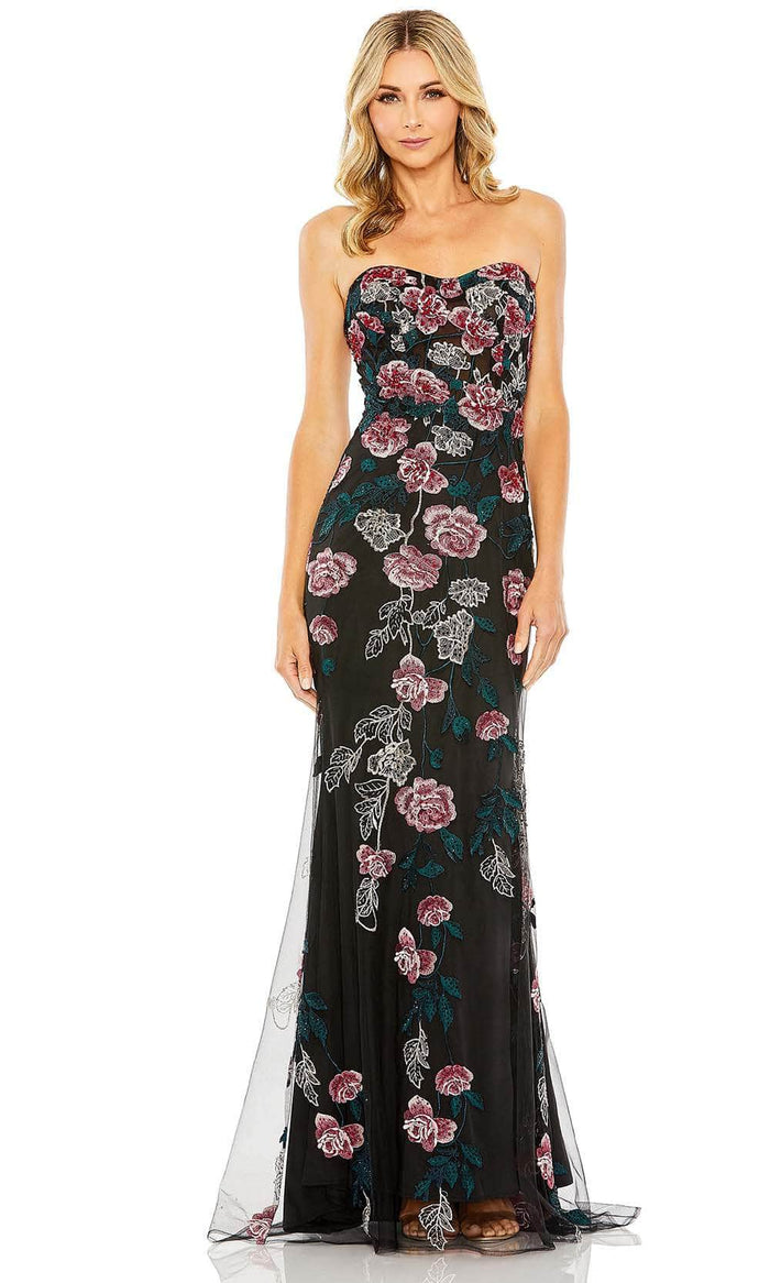 Mac Duggal 20581 - Floral Embroidered Evening Gown Special Occasion Dress 2 / Black Multi