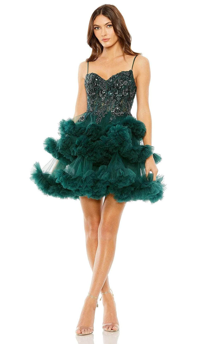 Mac Duggal 20645 - Ruffle Layered Cocktail Dress Cocktail Dresses 0 / Hunter Green