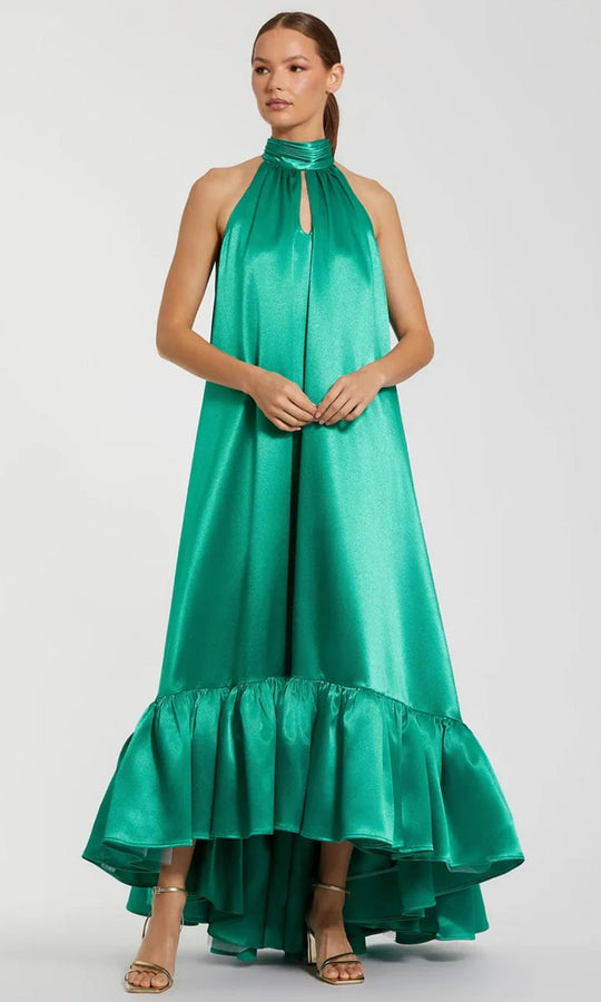 Mac Duggal 20712 - Halter Neckline High Low Satin Dress