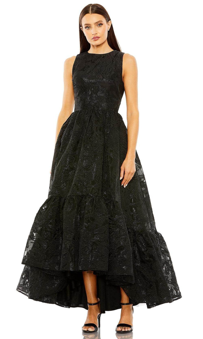 Mac Duggal 20714 - Brocade High Low Evening Gown Special Occasion Dress 2 / Black