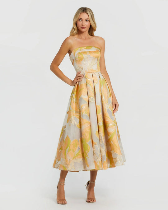 Mac Duggal 20724 - Strapless Brocade Midi Dress with Pockets
