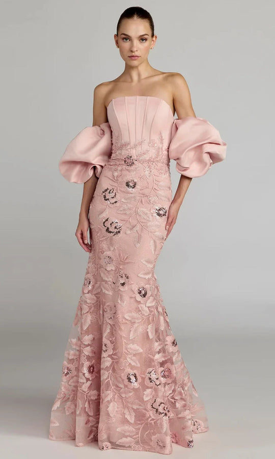 Mac Duggal 21260 - Puff Sleeve Embroidered Mermaid Evening Gown