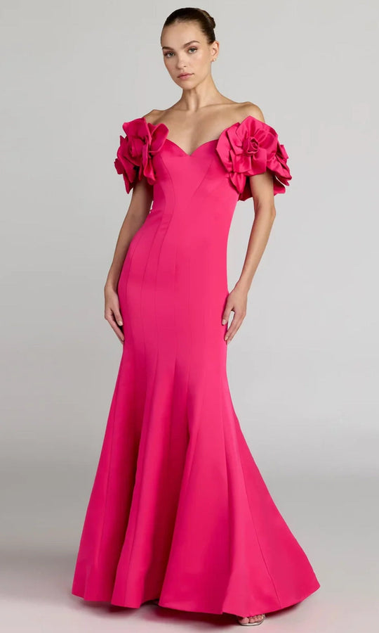 Mac Duggal 21263 - Trumpet Oversized Rosette Sleeve Evening Gown