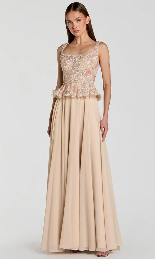 Mac Duggal 21317 - Scoop Neck Embroidered Peplum Prom Dress