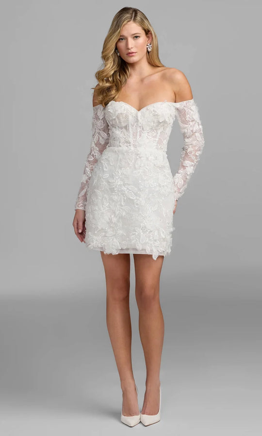 Mac Duggal 21541 - Embroidered Lace Mini Dress