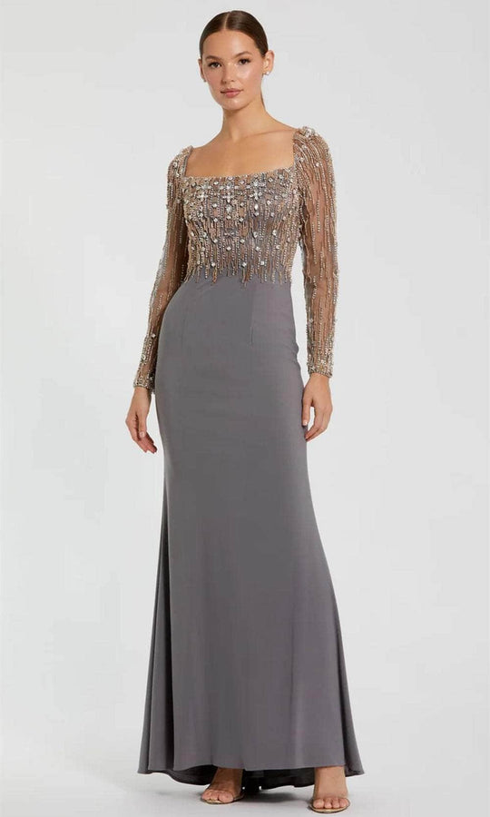 Mac Duggal 2256 - Sheer Sleeve Beaded Top Evening Dress