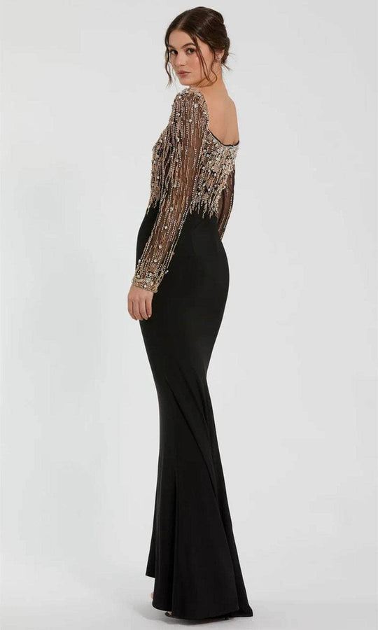 Mac Duggal 2256 - Sheer Sleeve Beaded Top Evening Dress