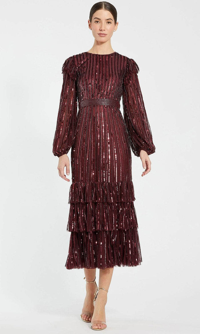 Mac Duggal 23003 - Jewel Sequin Evening Dress Special Occasion Dress 4 / Burgundy