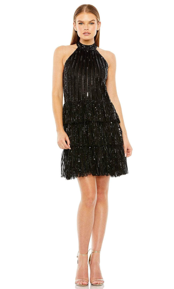 Mac Duggal 23012 - Ruffle Detailed Sleeveless Prom Dress Prom Dresses 0 / Black