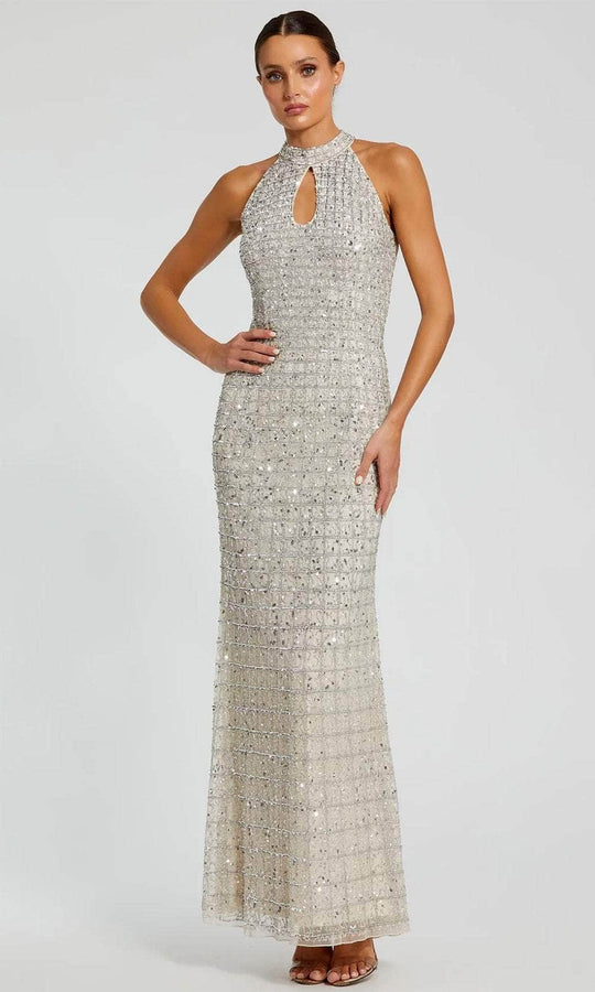 Mac Duggal 23018 - High Halter Sequin Lattice Evening Dress