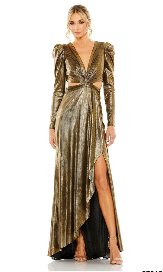 Mac Duggal 27060 - Metallic Cutout V-neck Evening Gown