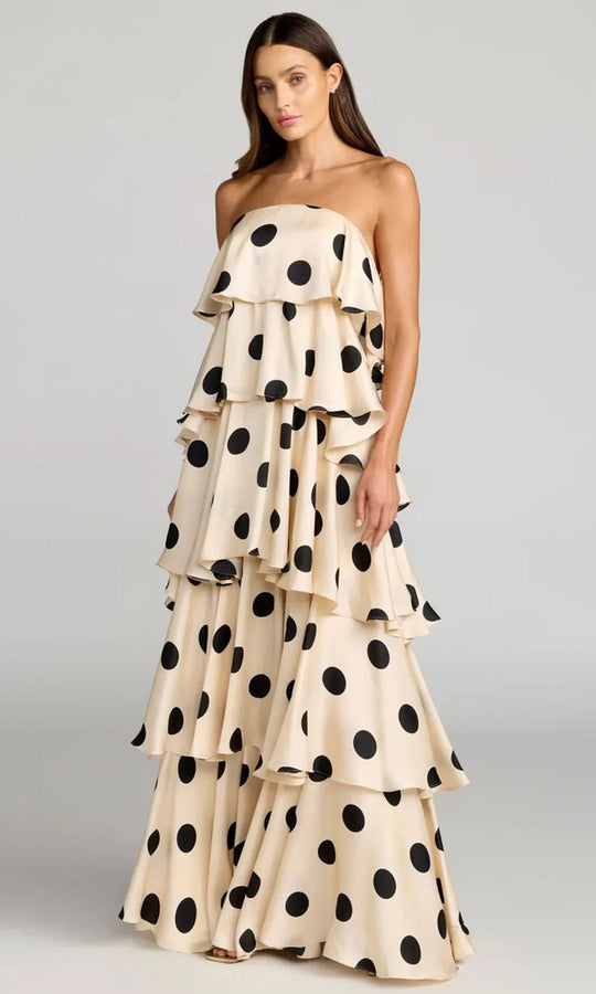 Mac Duggal 27845 - Strapless Polka Dot Tiered Long Gown