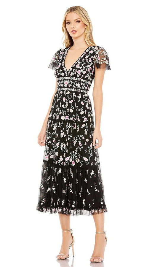 Mac Duggal - 35104 Deep V-Neck Floral Sheath Dress