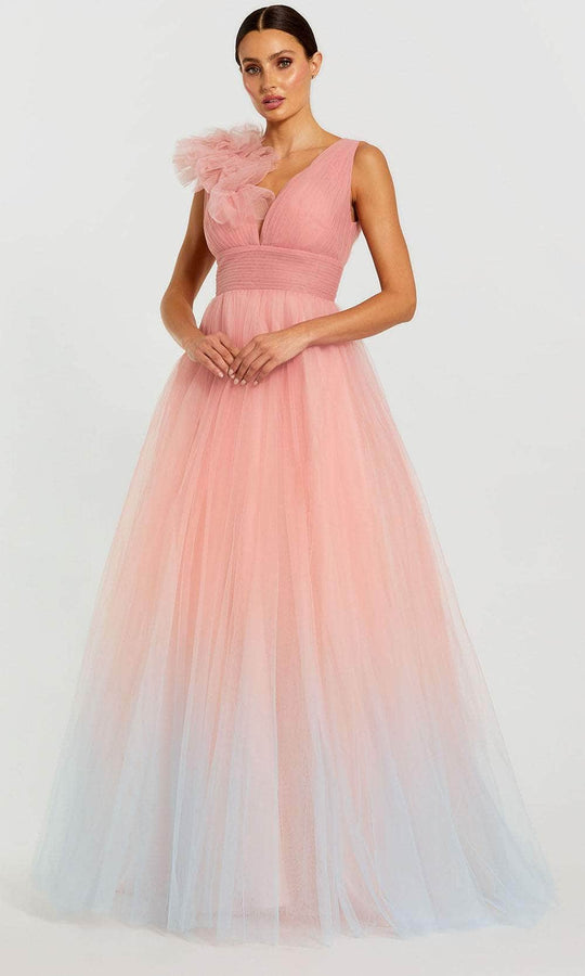 Mac Duggal 37001 - Ombre Tulle Ballgown with Floral Accent