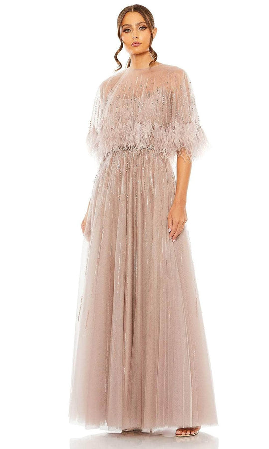 Mac Duggal 42098 - Feather Detail Cape Evening Dress