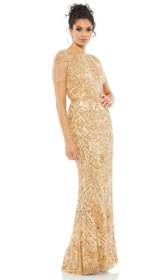 Mac Duggal 4715 - Fringe Detailed Cap Sleeve Prom Dress