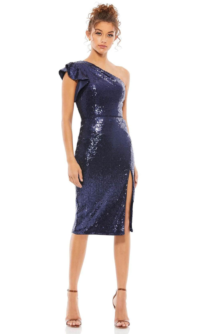 Mac Duggal 49290 - Ruffle Sleeve Sequin Dress Cocktail Dresses 0 / Midnight