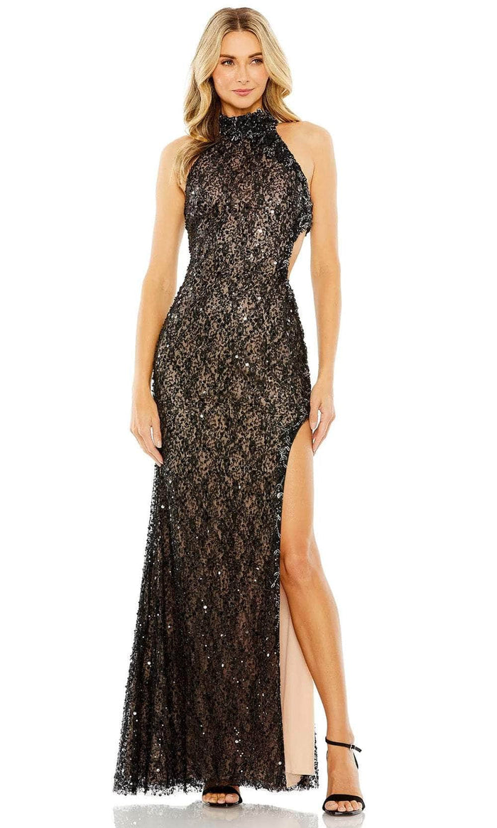 Mac Duggal 49679 - High Halter Evening Gown Evening Dresses 0 / Black Silver